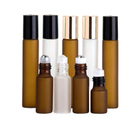 50 x 3ml 5ml 10ml Frost Clear Amber Roll On Roller Bottle for Essential Oils Refillable Perfume Bottle Deodorant Containers
