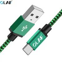 OLAF Braided USB Type C Cable Fast Charging usb c wire Type-c data cord charger cable For Samsung S9 S8 Plus Note 9 8 Xiaomi Mi8