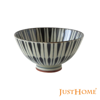 【Just Home】日本製美濃燒陶瓷5吋中式飯碗250ml-重十草(深丸大平碗)
