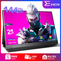 EVICIV 2K 144Hz Portable Monitor 16.1" 2560x1600 IPS Gaming Laptop Monitor with Dual USB C HDMI Computer Display for PC Phone