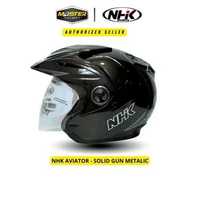 FS - NHK Aviator Dop Double Visor Helm Half Face - Solid Black XL -