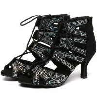 JuseDanc Dance Shoes ladies Winter High Heel Women Boots Black Salsa Dance Shoes Ankle Boots Custume Shoes Black Tango Shoes