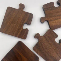 Black walnut wood coaster creative puzzle insulation mat Kung Fu tea mat splicing wooden coffee coaster