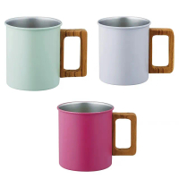 【高桑金屬】日本製木柄不鏽鋼馬克杯/水杯/茶杯/咖啡杯(300ml、3色任選)