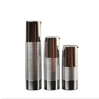 10pcs/lot 15ml 30ml 50ml silver brushed vacuum press lotion bottle skin care bottle cosmetic packaging 0.5oz 1oz
