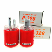 Oyaide P-320/C-320 Rhodium Plated Copper US AC Power Plug Ver IEC Connector Red transparent DIY HIFI