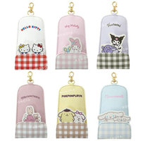 小禮堂 Sanrio 三麗鷗 皮質伸縮鑰匙包 (夥伴 格紋款) Kitty 美樂蒂 酷洛米
