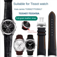 For 1853 Tissot Couturier T035 Genuine Leather Watch Strap T035410 T035407 T035617 Butterfly Clasp Men's Bracelet Wrist