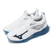 Mizuno 排球鞋 Wave Dimension 男鞋 白 藍 襪套式 緩衝 輕量 室內運動 運動鞋 美津濃 V1GA2240-21
