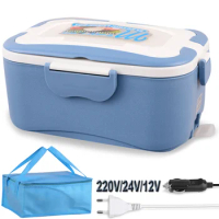 Stainless Steel Electric Heating Lunch Box 220V 24V 12V EU Plug School Office Travel Food Heated Warmer Container Leakproof Set