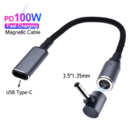 100W Magnetic Type C PD Fast Charging Cable Cord USB C Female to 3.5*1.35mm Plug Adapter Converter for Jumper Ezbook Laptop PC