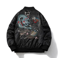 Men's Fashion Embroidered Baseball Jacket High Street Harajuku Coat With Dragon Embroidery Air Force 1 Outerwear For Male