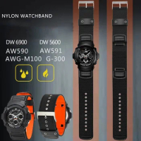 Nylon Watch Strapfor CASIO Gshock DW5600 AW-591MS AW-590 AWG-M100/101 G-300 GW-5000 5035 GW-M5610 Watchband Canvas Bracelet 16mm
