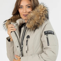 Women's winter jacket hooded nortfolk warm parka coat with natural raccoon fur for Siberian winter