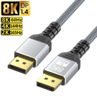DisplayPort 1.4 Cable 8K DP 1.4 Cable 8K@60Hz 4K@144Hz Braided High Speed Display Port Cable Compatible with TV Monitor Laptops