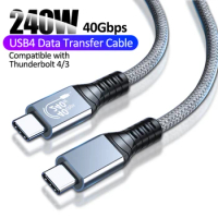 PD240W 40Gbps USB 4 Cable 4K 8K 60Hz USB Type C Dual Head Super Speed Data Transfer Cable for Thunderbolt 4/3 for Macbook Laptop