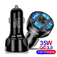 Car Charger Quick Charge 3.0 Fast Car Lighter For iphone 11 Samsung Huawei Xiaomi 4 Ports Car USB Charger