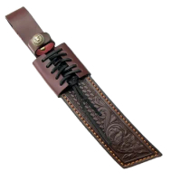Hand Made Genuine Cow Leather Outdoor Straight Japanese Samurai Knife Sheath Scabbard Cover Pants Leather Case With Metal Buckle