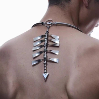 2024 New Punk Necklace Skeleton Centipede Titanium Steel Cool Unisex Cyberpunk Choker for Women Men Jewelry Couple