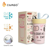 ​CIVAGO（13oz/390ml）Stylish Portable Straw Tumbler Stainless Steel Vacuum Cup with Ceramic Coating