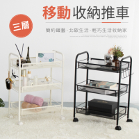 IDEA-強力百搭鐵製移動收納三層推車