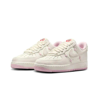【NIKE 耐吉】NIKE AIR FORCE 107 LX AF1 情人節限定 奶油色 櫻花粉 麂皮 愛心 女鞋 粉白 愛心(HV5992-111)