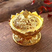 Craft Home Decoration Lotus Flower Incense Burner Buddhism Buddha Holder Brass Mini Metal Incense Burner