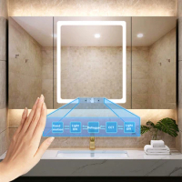 Pro IR LED Vanity kitchen Medecine Mirror Cabinet hand sweep bathroom led smart mirror cabinet