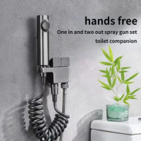 Bidet Toilet Sprayer Closet Brass Cold 2 Ways Valve High Pressure Abs Plastic Sprayer Brass Connector Hose Bathroom Accessories