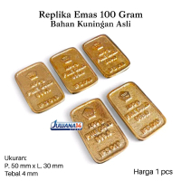 Replika Miniatur Logam Mulia Emas Fine Gold 100g Bahan Kuningan 1 Pcs - Diecast Pajangan Logam Mulia