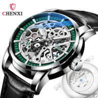 CHENXI Watch Men Casual Sport Watch Leather Band Skeleton Automatic Mechanical Wristwatches Men Best Gifts Reloj Hombre 2023