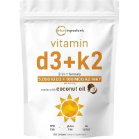 (9e7fe32d) Micro Ingredients Vitamin D3 2000 IU + K2 MK-7 50 mcg 300 Softgels Virgin Coconut Oil 2