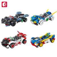SEMBO Anime Elemental Chariot Assemblage Building Blocks MOC Sports Car Racing Vehicle Model Bricks Kids Toys for Boys DIY Gifts