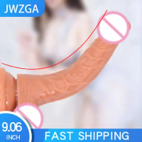 9 Inch XXL Realistic Dildo with Powerful Suction CupRealistic Penis Sex Toy Flexible G-spot Dildo with Curved Shaft and Ball