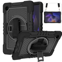 P4 Armor Silicone Case For Samsung Tab A7 T500 S6 Lite P610 S7 T970 Shockproof Cases Portable Hand Strap Stand Tablet Cover