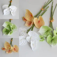 4pcs Handmade Anthurium Bouquet Flower Arrangement Flexible Real Touch Artificial Bouquet Valentine's Day