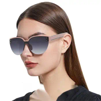 New cat eye retro cut edge half frame sunglasses women's high grade ins beach fashion uv protection sunglasses driving glasses