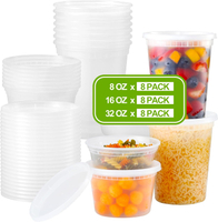AOZITA 24 Sets Plastic Deli Food Containers With Lids 8 oz 16oz 32oz Variety pack Airtight Food Stor