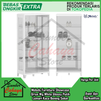 Melody Furniture Showcase Oriye Wg White Glossy Putih Glos Display Kristal Putih Glos Minimalis Lema