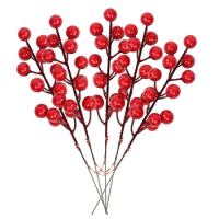 Best Christmas Simulation Berry 14 Berries Artificial Flower Fruit Cherry Plants Christmas Party Decoration DIY Gift