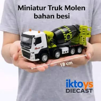 Miniatur Truk Molen Volvo 1:50 Full Besi Kepala Bisa Dibuka Molen Bisa Putar mainan Truk Mixer Cemen