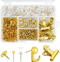 350 Pcs Gold Push Pins Set 5 Styles Decorative Thumb Tacks Assorted Push Pins for Bulletin Board Cor