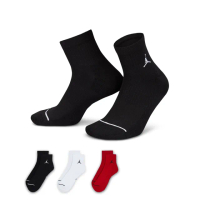 【NIKE 耐吉】襪子 過踝襪 短襪 運動襪 3雙組 喬丹 U J ED CUSH POLY ANKLE 3PR 144 黑紅白 DX9655-902