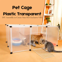 Pet Dog Cage Plastic Transparent Fence DIY Kennel House DIY Multi-Functional Transparent Pet Fench
