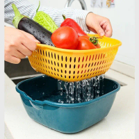 6-piece water filter bowl set, 6-piece double-layer set, made of plastic, household vegetable washin