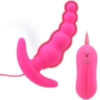 Female Masturbation Silicone 10 Speeds Anal Plug Vibrator Male Prostate Massager Vibrating Anal Beads Sex Toy