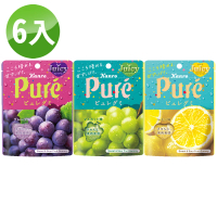Kanro 甘樂 Pure鮮果實軟糖 56gx6包(葡萄/白葡萄/檸檬)