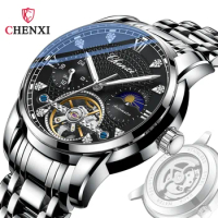CHENXI Men Wristwatch Automatic Mechanical Military Army Sport Business Male Clock Top Brand Luxury Hollow Tourbillon Watch 8870