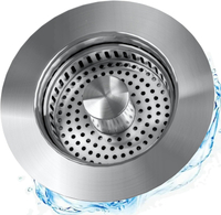 Kitchen Sink Drain Strainer 3 in 1 304 Stainless Steel Pop Up Sink Stopper Anti-Clogging Sink Stoppe