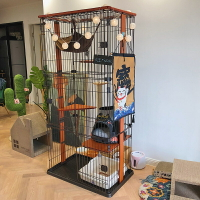 貓別墅 日系貓籠子 貓房 室內家用三層四層實木木框貓咪圍欄 快速出貨